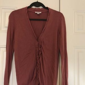 Loft ruffle button up cardigan